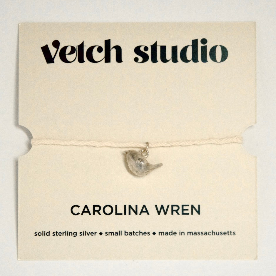 Carolina Wren charm on a Vetch Studio card